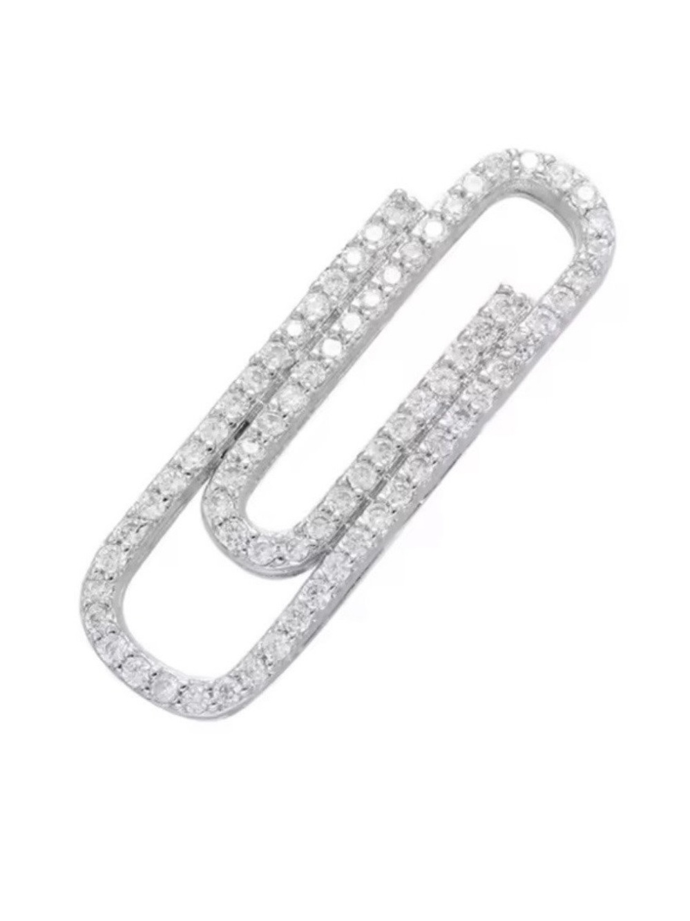 Silver Pave Crystal Paperclip Styling Link Connector Charm DIY Bracelet Necklace